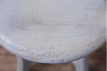 アンティーク家具　昭和初期　シャビーな風合いのペイントスツール(木製チェア、丸椅子)(R-046228)