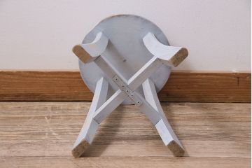 アンティーク家具　昭和初期　シャビーな風合いのペイントスツール(木製チェア、丸椅子)(R-046228)