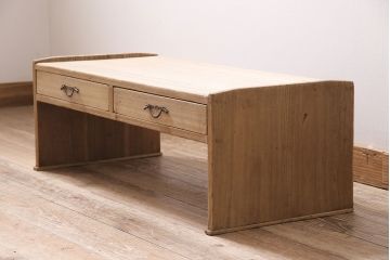 アンティーク家具　大正昭和初期　ストリップド(剥離)　総桐材　素朴な木肌の文机(ローテーブル)(R-046229)