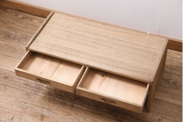 アンティーク家具　大正昭和初期　ストリップド(剥離)　総桐材　素朴な木肌の文机(ローテーブル)(R-046229)