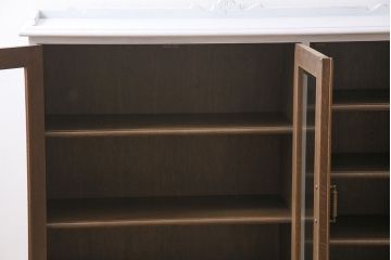 ビンテージ家具　永田良介商店　ペイント　バイカラーがおしゃれな戸棚(収納棚、本箱、キャビネット、ヴィンテージ)(R-046231)