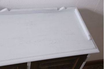 ビンテージ家具　永田良介商店　ペイント　バイカラーがおしゃれな戸棚(収納棚、本箱、キャビネット、ヴィンテージ)(R-046231)