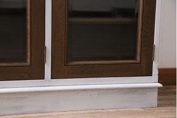 ビンテージ家具　永田良介商店　ペイント　バイカラーがおしゃれな戸棚(収納棚、本箱、キャビネット、ヴィンテージ)(R-046231)