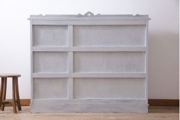 ビンテージ家具　永田良介商店　ペイント　バイカラーがおしゃれな戸棚(収納棚、本箱、キャビネット、ヴィンテージ)(R-046231)