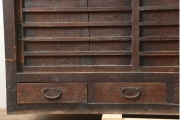 アンティーク家具　明治大正期　和の情緒溢れるデザインの収納箪笥・下段(キャビネット、水屋箪笥)(R-046233)
