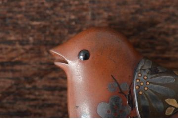 芳銘　銅製　根付?　ブローチ　帯留?(千鳥)(R-046236)