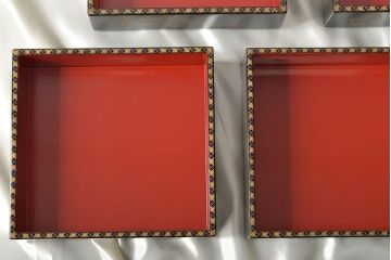 輪島塗　五島屋謹製　松に鶴　沈金蒔絵五段重箱(漆器)(R-046243)