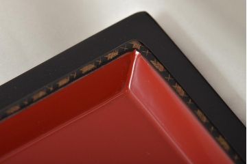 輪島塗　五島屋謹製　松に鶴　沈金蒔絵五段重箱(漆器)(R-046243)
