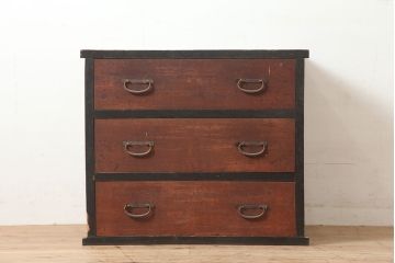 アンティーク家具　明治大正期　前面ケヤキ材　引き出し3杯　味わいたっぷりの衣装箪笥(和タンス、チェスト)(R-046245)
