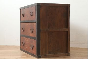 アンティーク家具　明治大正期　前面ケヤキ材　引き出し3杯　味わいたっぷりの衣装箪笥(和タンス、チェスト)(R-046245)