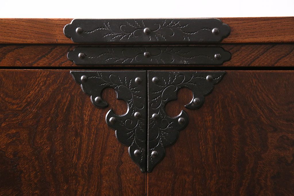 リメイク家具　伝統民芸　岩谷堂箪笥　衣装盆付き　2wayが便利な脚付サイドボード(衣装箪笥、引き出し、収納棚)(R-046252)