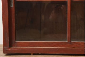 アンティーク家具　昭和初期　前面ヒノキ　赤みがかった木肌が美しい戸棚・重ね(収納棚、キャビネット)(R-046255)