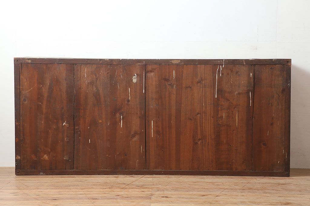 アンティーク家具　昭和初期　前面ヒノキ　赤みがかった木肌が美しい戸棚・上段(収納棚、キャビネット)(R-046256)