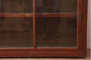 アンティーク家具　昭和初期　前面ヒノキ　赤みがかった木肌が美しい戸棚・上段(収納棚、キャビネット)(R-046256)