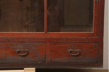 アンティーク家具　昭和初期　前面ヒノキ　赤みがかった木肌が美しい戸棚・下段(収納棚、キャビネット)(R-046257)