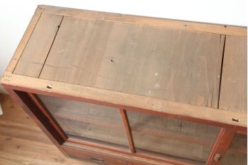 アンティーク家具　昭和初期　前面ヒノキ　赤みがかった木肌が美しい戸棚・下段(収納棚、キャビネット)(R-046257)