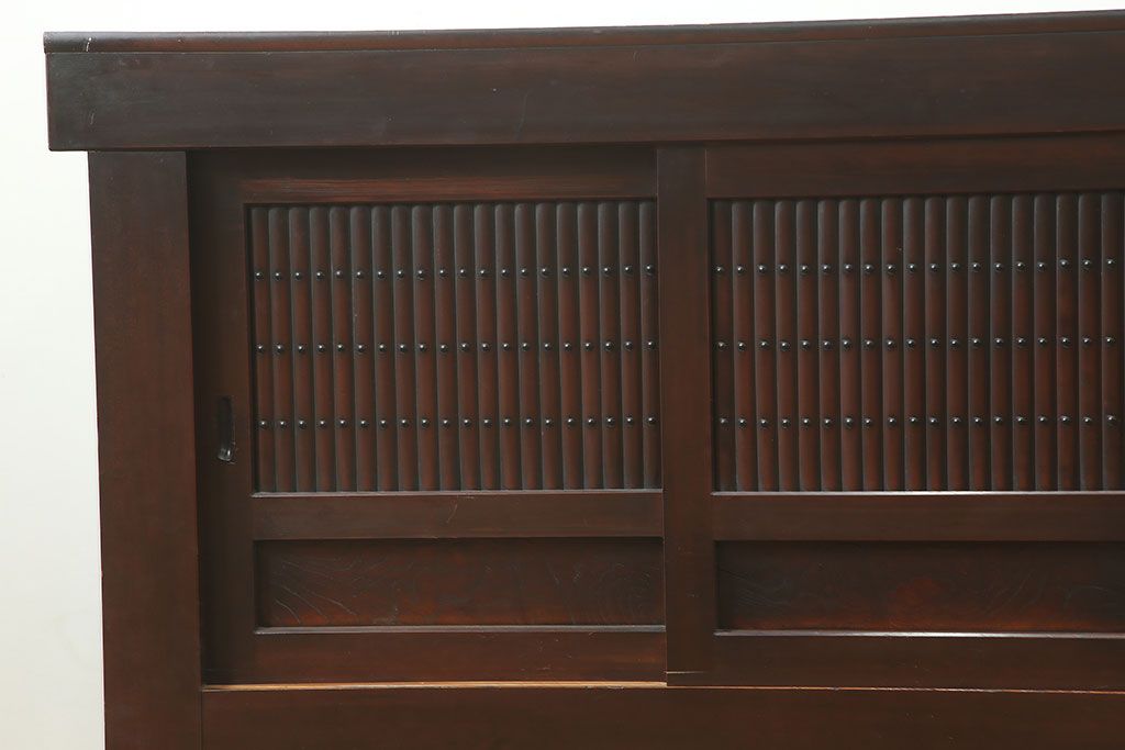 和製アンティーク　明治大正期　丸桟仕上げの気品溢れる近江水屋箪笥・重ね(重ね箪笥、収納棚)(R-046258)