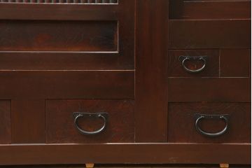 和製アンティーク　明治大正期　丸桟仕上げの気品溢れる近江水屋箪笥・重ね(重ね箪笥、収納棚)(R-046258)