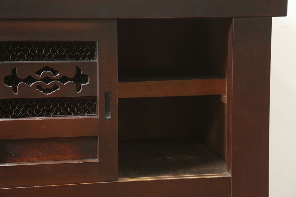 和製アンティーク　明治大正期　丸桟仕上げの気品溢れる近江水屋箪笥・重ね(重ね箪笥、収納棚)(R-046258)