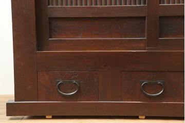 和製アンティーク　明治大正期　丸桟仕上げの気品溢れる近江水屋箪笥・重ね(重ね箪笥、収納棚)(R-046258)