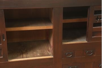 和製アンティーク　明治大正期　丸桟仕上げの気品溢れる近江水屋箪笥・重ね(重ね箪笥、収納棚)(R-046258)