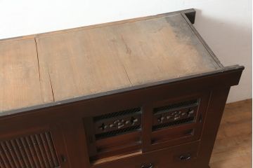 和製アンティーク　明治大正期　丸桟仕上げの気品溢れる近江水屋箪笥・上段(重ね箪笥、収納棚)(R-046259)