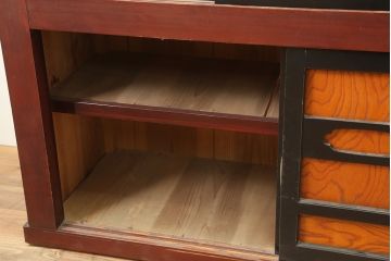 和製アンティーク　昭和初期　純和風のお部屋にぴったりの水屋箪笥・重ね(重ね箪笥、収納棚、戸棚、食器棚)(R-046267)
