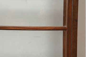 アンティーク家具　昭和初期　タモ材　天枠付き　レトロな薄型ガラスケース(ショーケース、陳列棚)(R-046271)