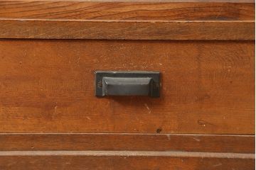 アンティーク家具　昭和初期　タモ材　天枠付き　レトロな薄型ガラスケース(ショーケース、陳列棚)(R-046271)