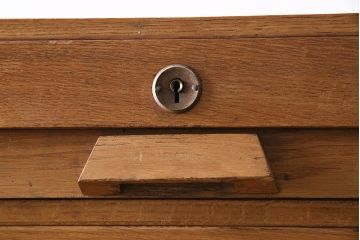 アンティーク家具　オーク材　蛇腹式扉が珍しい収納棚(戸棚、キャビネット、下駄箱)(R-046274)