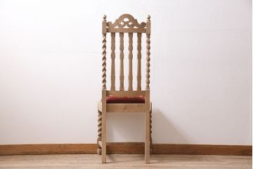 アンティーク家具　イギリスアンティーク　ストリップド(剥離)　オーク材　凝った意匠のダイニングチェア(椅子)(R-046277)
