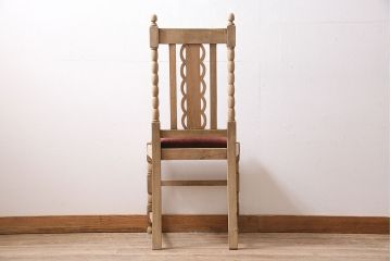アンティーク家具　イギリスアンティーク　ストリップド(剥離)　オーク材　素朴な木味のダイニングチェア(椅子)(R-046278)