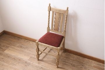 アンティーク家具　イギリスアンティーク　ストリップド(剥離)　オーク材　素朴な木味のダイニングチェア(椅子)(R-046278)