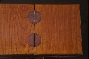 レトロ雑貨　明治大正期　高級!ケヤキ玉杢が美しい裁縫箱(ソーイングボックス、針箱、小引き出し、小物収納)(R-046279)
