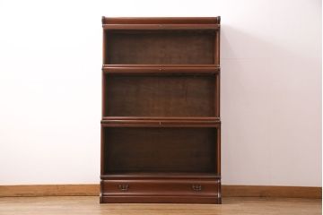 アンティーク家具　イギリスアンティーク　マホガニー材　ステンドグラス扉のスタッキングブックケース(本箱、戸棚)(R-046281)