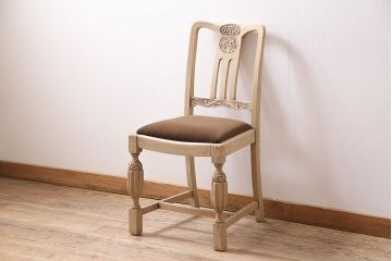 アンティーク家具　イギリスアンティーク　ストリップド(剥離)　オーク材　バルボスレッグのダイニングチェア(椅子)(R-046284)