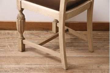 アンティーク家具　イギリスアンティーク　ストリップド(剥離)　オーク材　バルボスレッグのダイニングチェア(椅子)(R-046284)