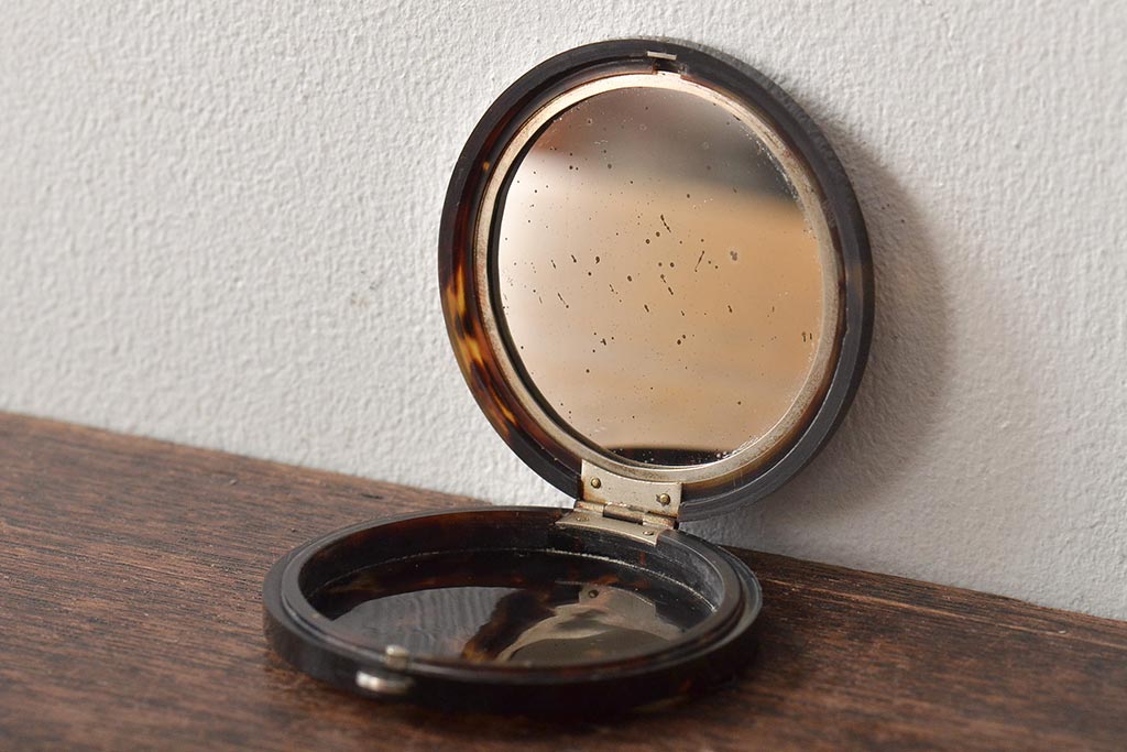 古い鼈甲　コンパクト　髪留　6点(べっこう、シルバー、在銘)(R-046289)