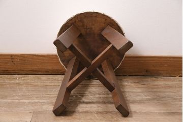アンティーク家具　昭和初期　ブナ材　昭和レトロな雰囲気が魅力のスツール(木製チェア、丸椅子)(R-046298)