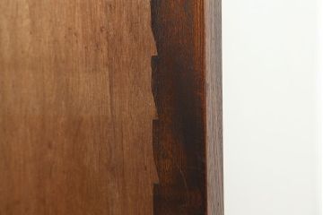 アンティーク家具　大正昭和初期　前面栗材　クリアガラス　濃い木味が魅力のレトロなガラス戸棚(収納棚、戸棚、キャビネット)(R-046308)