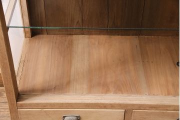 アンティーク家具　栓材　引き出し付き　ナチュラルスタイルにぴったりなガラスケース(ショーケース、店舗什器、陳列棚、飾り棚)(R-046316)