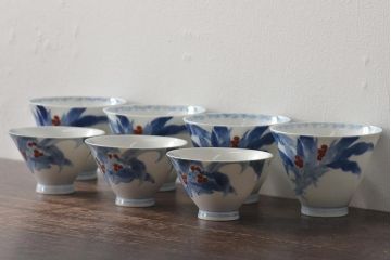オールド香蘭社　湯呑み7客(有田焼、猪口、向付)(R-046320)