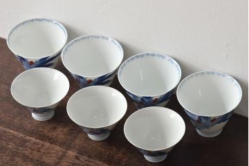 オールド香蘭社　湯呑み7客(有田焼、猪口、向付)(R-046320)