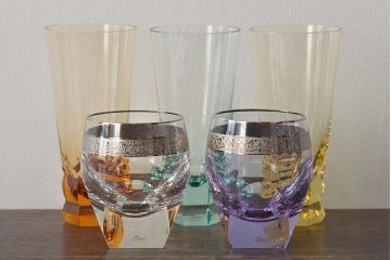 チェコガラス　MOSER　モーゼル　グラス5点(ボヘミアクリスタル、コップ)(R-046321)