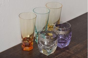 チェコガラス　MOSER　モーゼル　グラス5点(ボヘミアクリスタル、コップ)(R-046321)