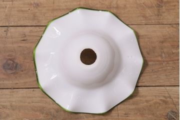 ヴィンテージ照明　イギリスビンテージ　黄緑の縁が可愛らしいフリルシェードのペンダントライト(ランプシェード、天井照明)(R-046336)