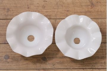 ヴィンテージ照明　イギリスビンテージ　可愛らしいフリルシェードのペンダントライト2個セット(ランプシェード、天井照明)(R-046342)