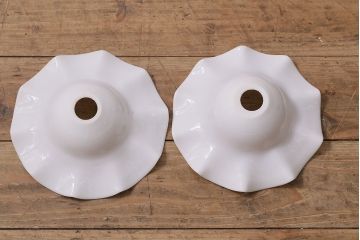 ヴィンテージ照明　イギリスビンテージ　可愛らしいフリルシェードのペンダントライト2個セット(ランプシェード、天井照明)(R-046344)