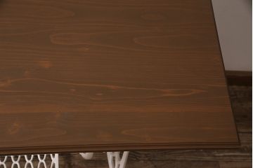 シンガー社(SINGER)　ヒノキ材　リメイク　ナチュラルなペイントミシンテーブル(シンガーミシン、サイドテーブル、カフェテーブル、ミシン台)(R-046350)