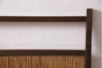 ビンテージ家具　レトロ　栓材　鳥と竹　透かしが素敵な四連折り畳み式パーテーション(衝立、仕切り)(R-046355)